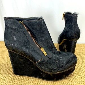 DIESEL black leather platform ankle boots